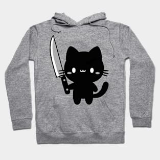 black cat with a knife Hoodie